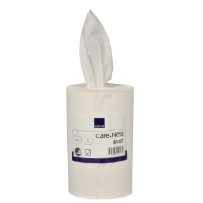 Hndklderulle, Abena Care-Ness Excellent, 1-lags, Mini, 120m x 20cm, 12,5cm, hvid, 100% nyfiber