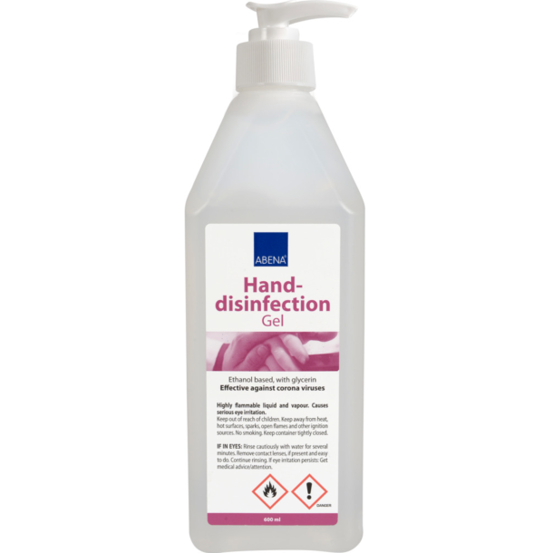 Hnddesinfektionsgel, Abena, 600 ml, natur, 85% ethanol, med pumpe